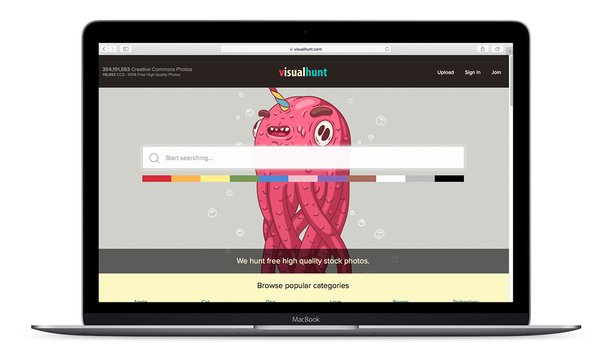 banco de imagens visual hunt